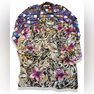 Alfred Dunner VINTAGE 2Pc. Long Sleeve Button Down Pattern Dress Shirts Size 10